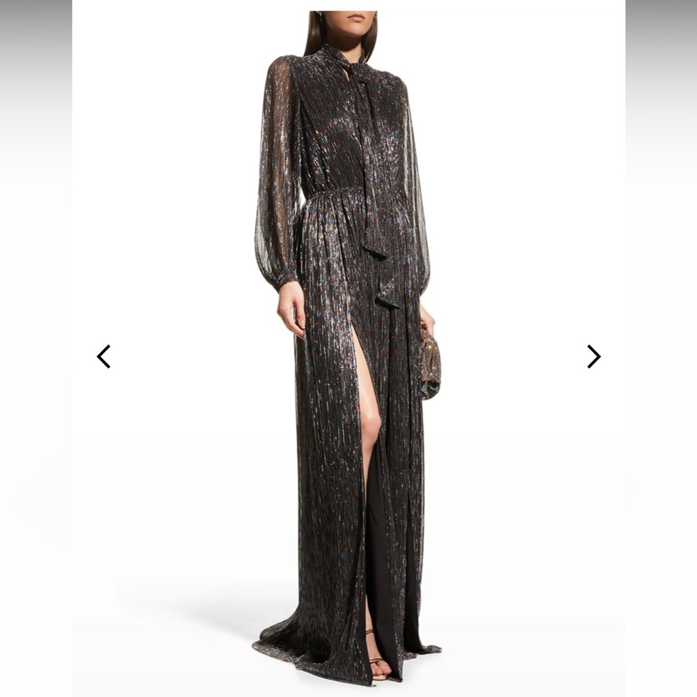 Soliana Long-Sleeve Shimmer Gown
